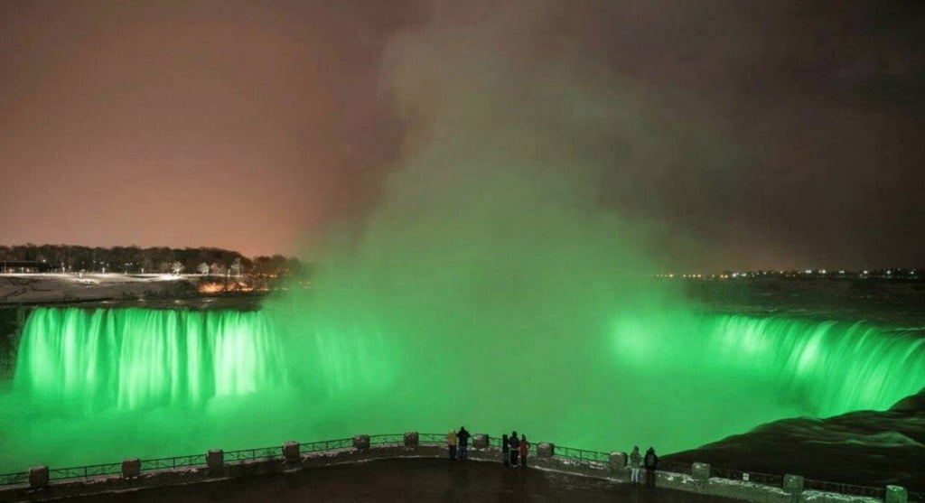 Niagara Falls is turning green in honour of St Patrick's Day