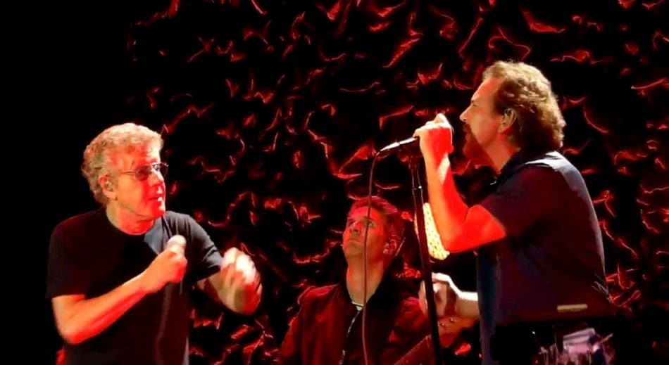 Eddie Vedder joins The Who ons stage at Wembley to perform 'The Punk and The Godfather'