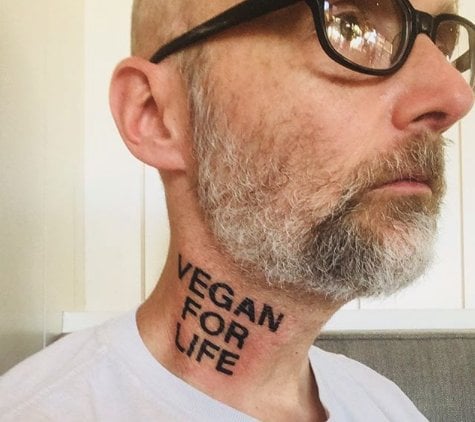 Moby just got a 'Vegan For Life' tattoo on his neck