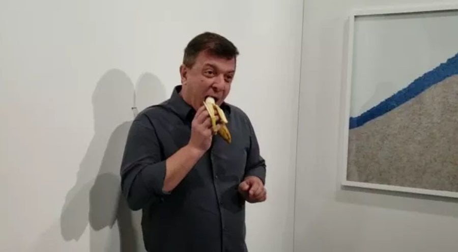 Man eats $120,000 banana from Art Basel exhibition