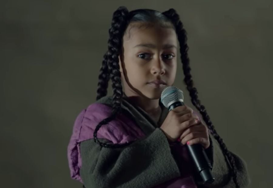 Watch Kanye West's six-year-old daughter North makes rap debut at Yeezy show in Paris