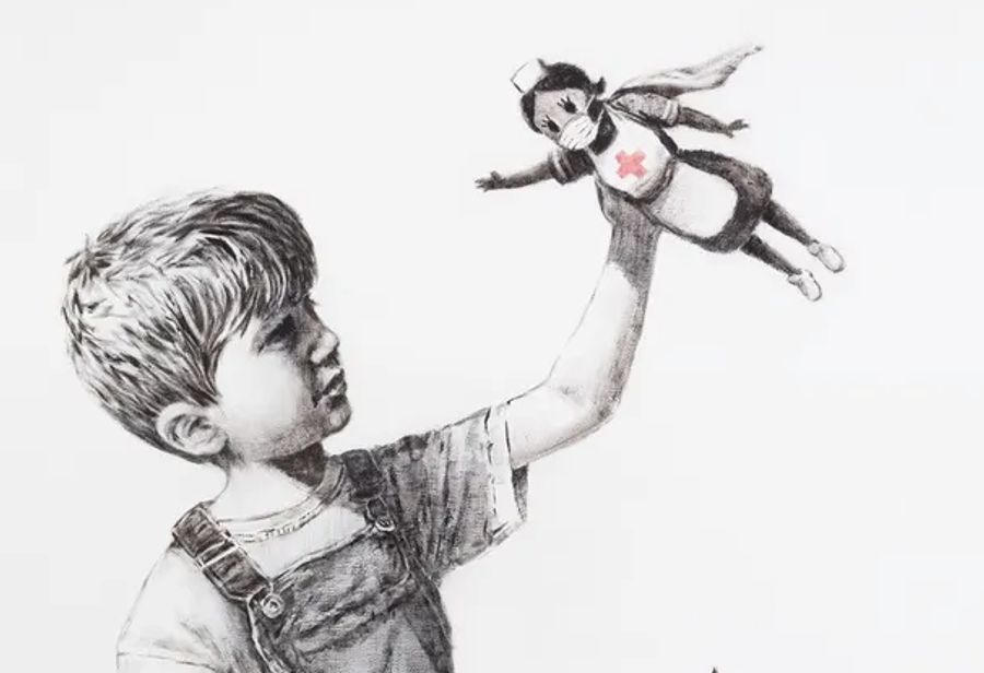 New Banksy piece arrives as tribute superhero health workers
