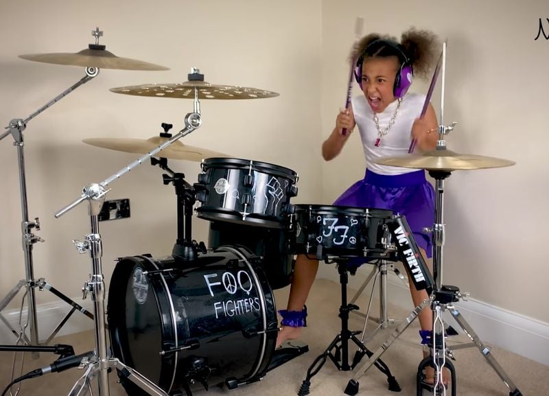 10-year-old Nandi Bushell challenges Dave Grohl to a drum battle with epic Foo Fighters cover