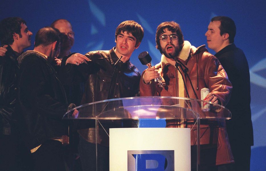 Oasis at the BRIT Awards in 1996