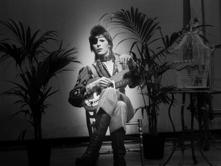 David Bowie with eye patch performs Rebel Rebel