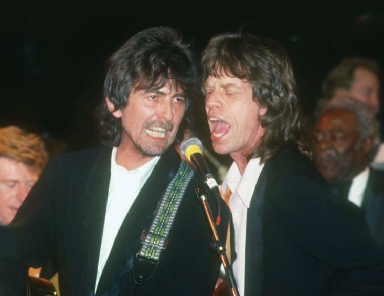 George Harrison Mick Jagger 1985