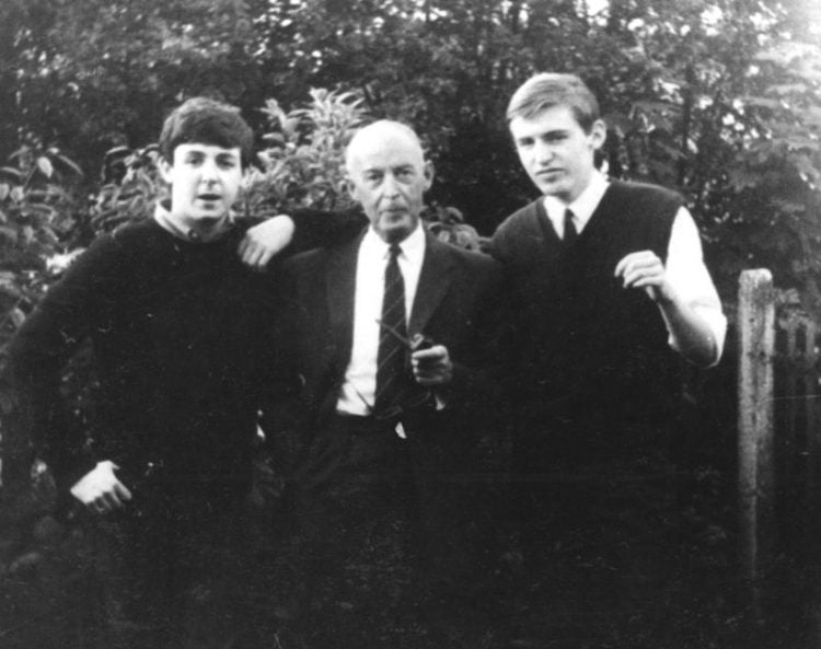 Paul McCartney with brother Mike and father at home