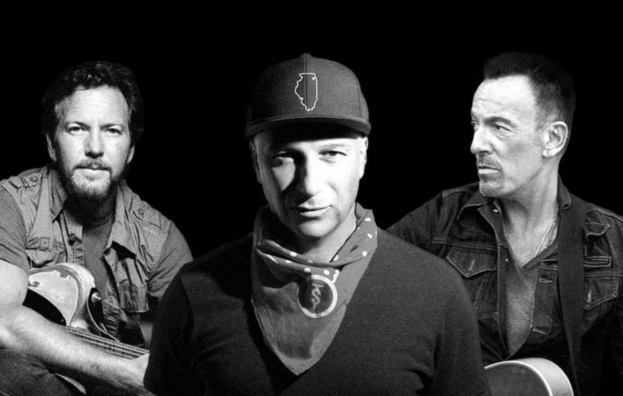 Tom Morello, Eddie Vedder and Bruce Springsteen