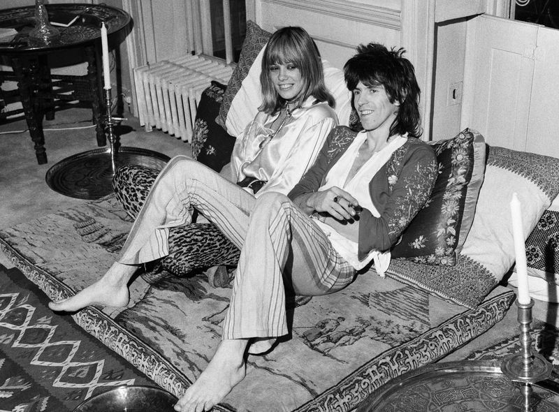 Rolling Stones guitarist Keith Richards seen here with Anita Pallenberg at their Chelsea home