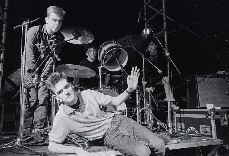 The Smiths Pop Group Manchester Band Pop Group l r Andy Rouke Mike Joyce drums Johnny Marr and Morrissey