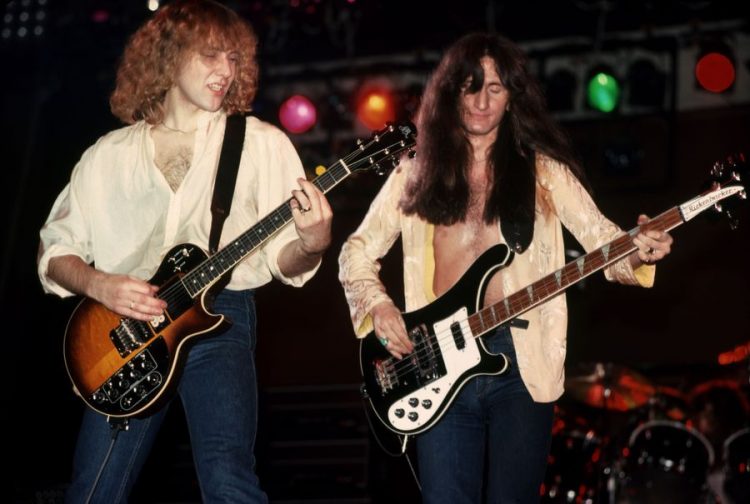 RUSH Canadian rock group in November 1978 with Alex Lifeson at right and Geddy Lee