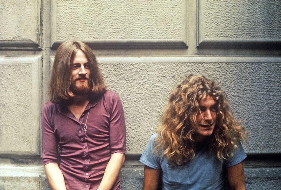 John Paul Jones at left with Robert Plant about 1975 Led Zeppelin