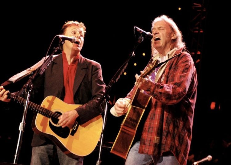 Neil Young joins Paul McCartney performs at the Bridge School Benefit Concert