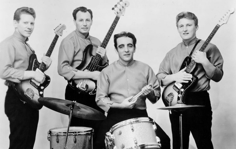American rock group about 1961 with from left - Bob Bogle, Nokie Edwards, Mel Taylor, Don Wilson