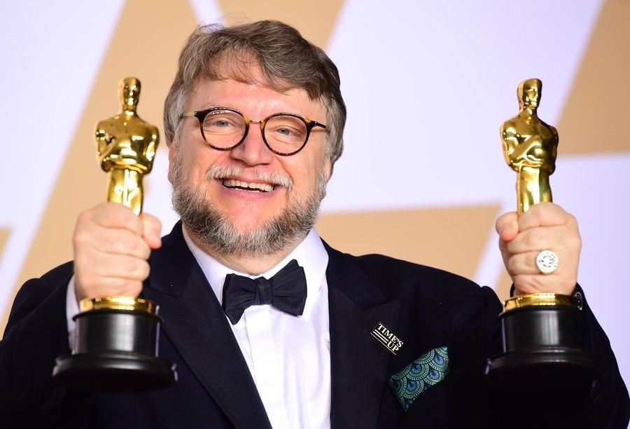 Guillermo Del Toro with his Best Director Oscar for The Shape of Water