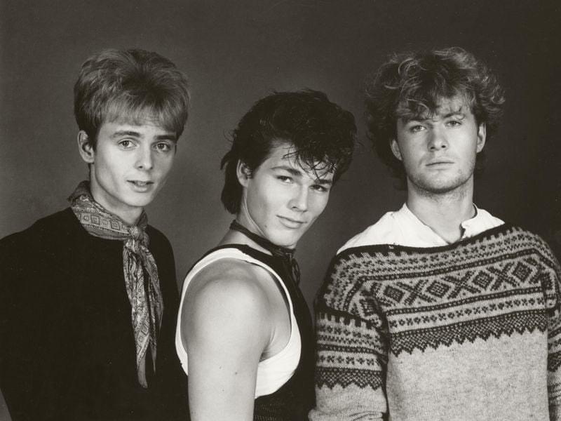 Norwegian pop band A-Ha,members (left) Pål Waaktaar,Morten Harket and Magne Furuholmen