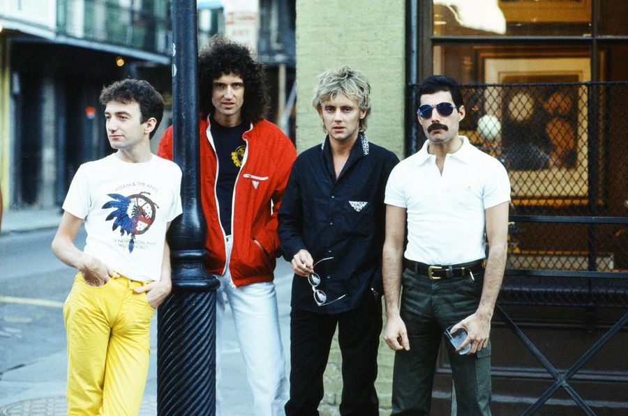Queen, the rock band Freddie Mercury, Brian May, Roger Taylor and John Deacon
