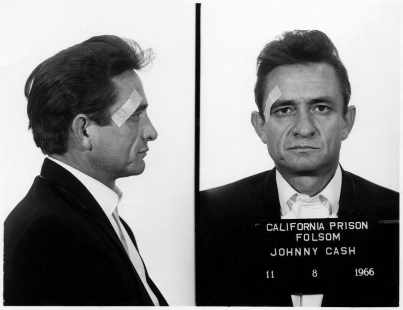 Mugshot of rock'n roll singer and composer JOHNNY CASH ( 1932 - 2003 ), taken at Folsom Prison , California ,