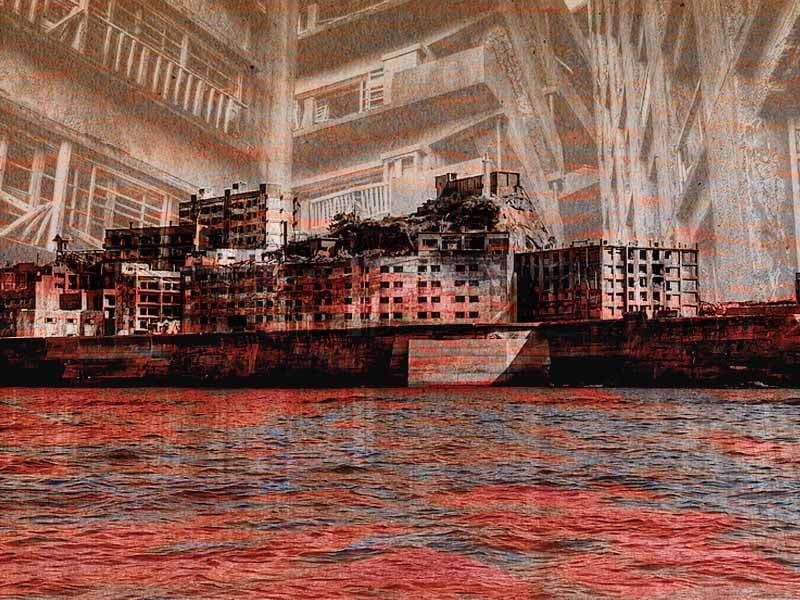 The deserted monument to evil, Hashima Island, Japan