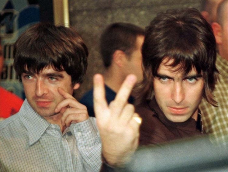 Liam and Noel Gallagher of the band Oasis arrive at Radio City Music Hall in New York