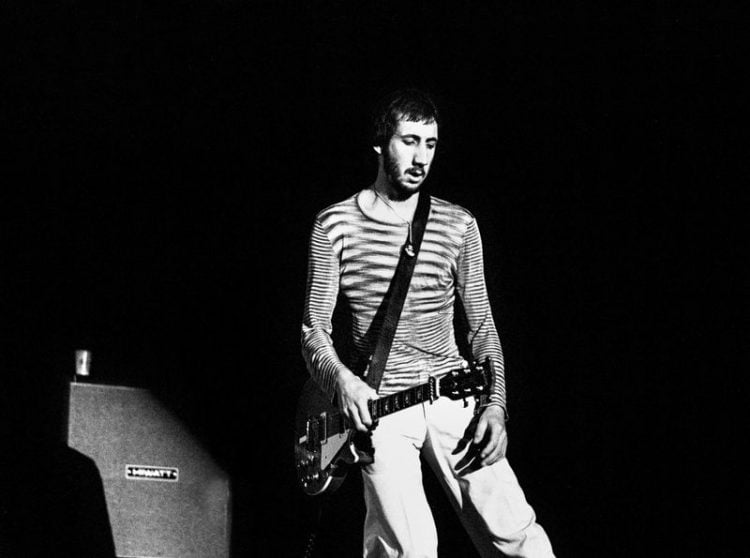 Pete Townshend of The Who on stage at a concert at Ahoy in Rotterdam, Netherlands on October 27 1975.