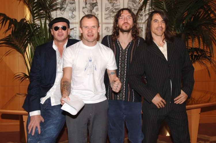 ,photo session of the Red Hot Chili Peppers at the Four Season Hotel - Chad Smith, Flea, John Frusciante, Anthony Kiedis