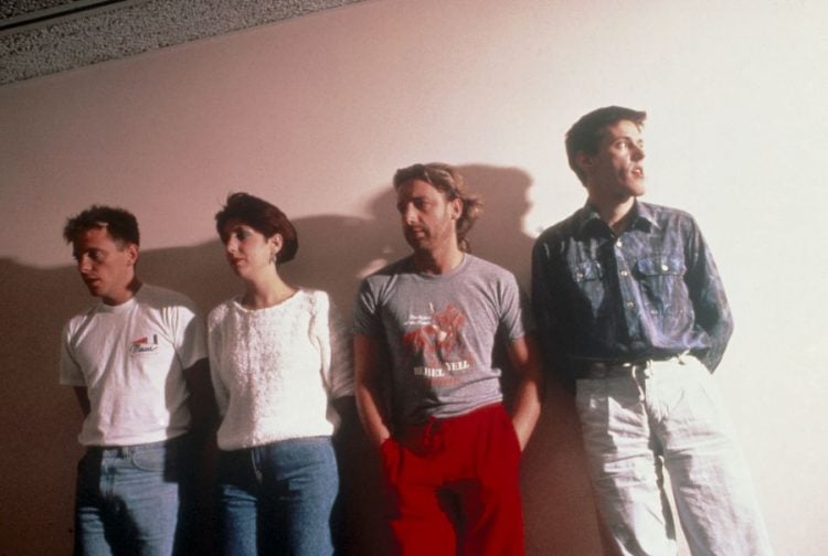 NEW ORDER UK group from left Bernard Sumner, Gillian Gilbert, Pter Hook, Stephen Morris