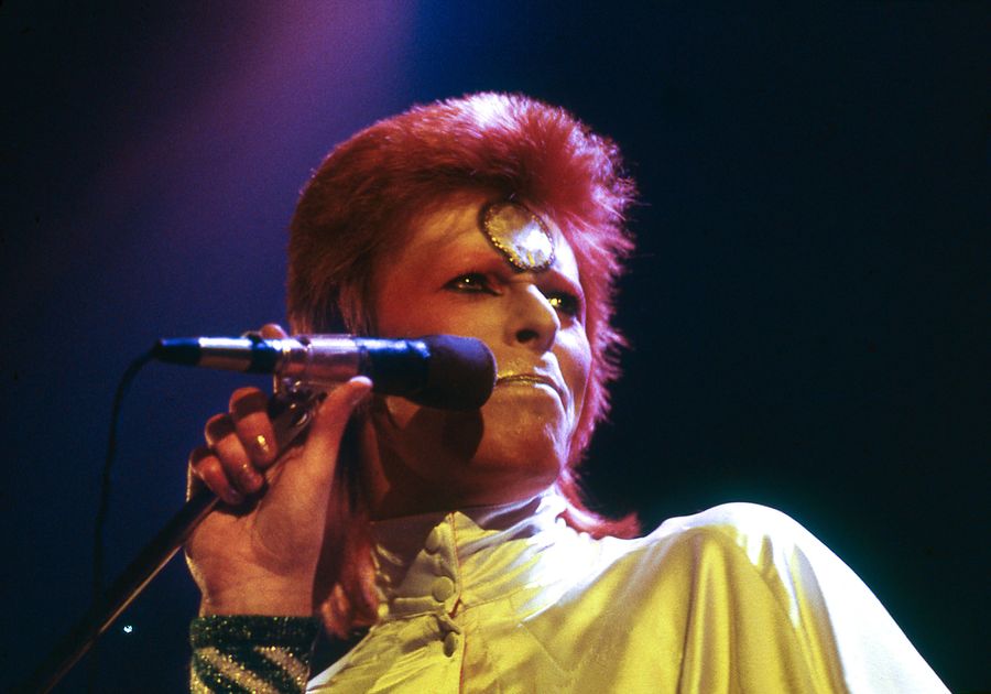 David Bowie as Ziggy Stardust in concert at Earl's Court Exhibition Hall,London 12th May 1973
