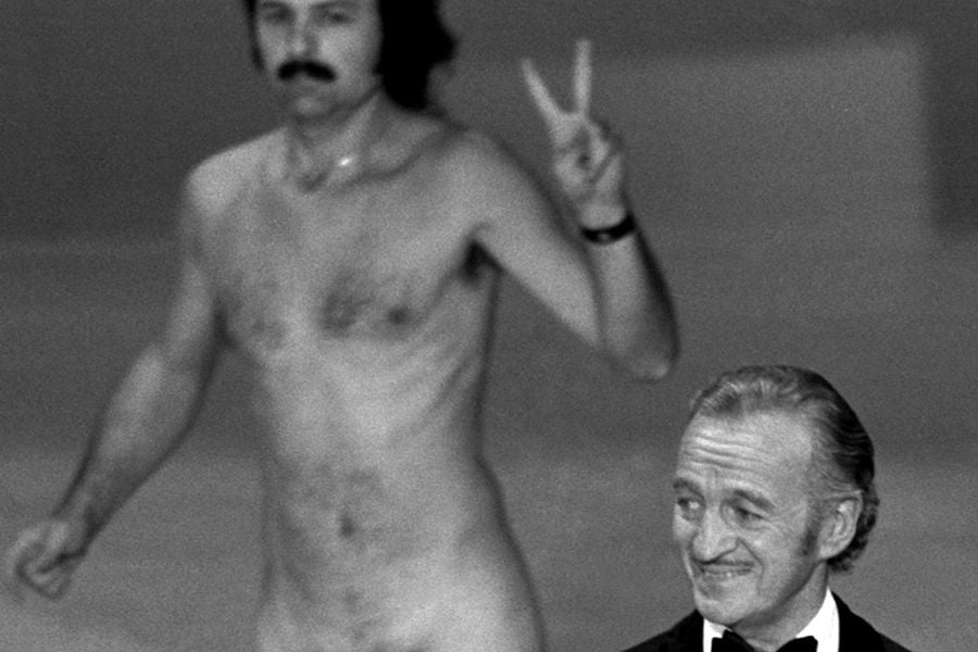 Watch the moment a streaker interrupted the 1974 Oscars ceremony