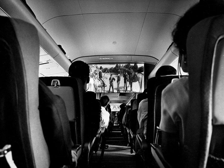 The first American film to be shown on a plane