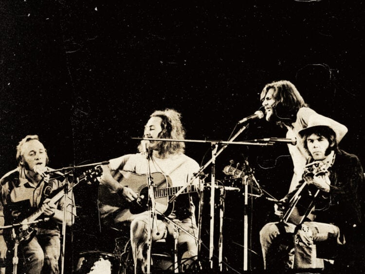 Crosby, Stills, Nash and Young - Saturday 14th September 1974 - on stage at Wembley Stadium, London -