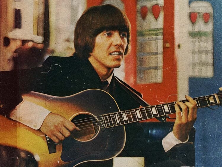 A still of George Harrison starring in The Beatles 1965 movie, HELP