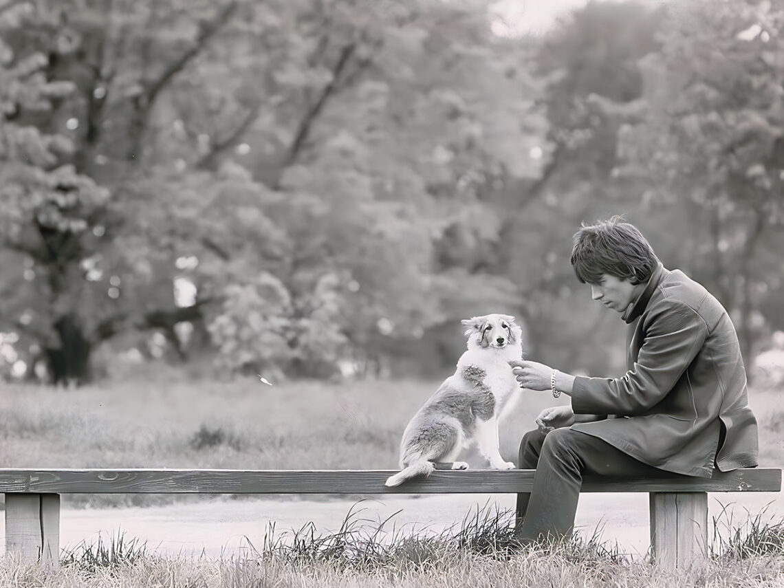 Keith Richards with his dog by Bent Rej