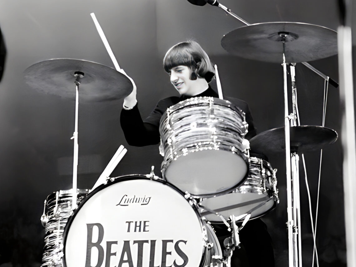 Ringo Starr performing in Paris with The Beatles - 1965