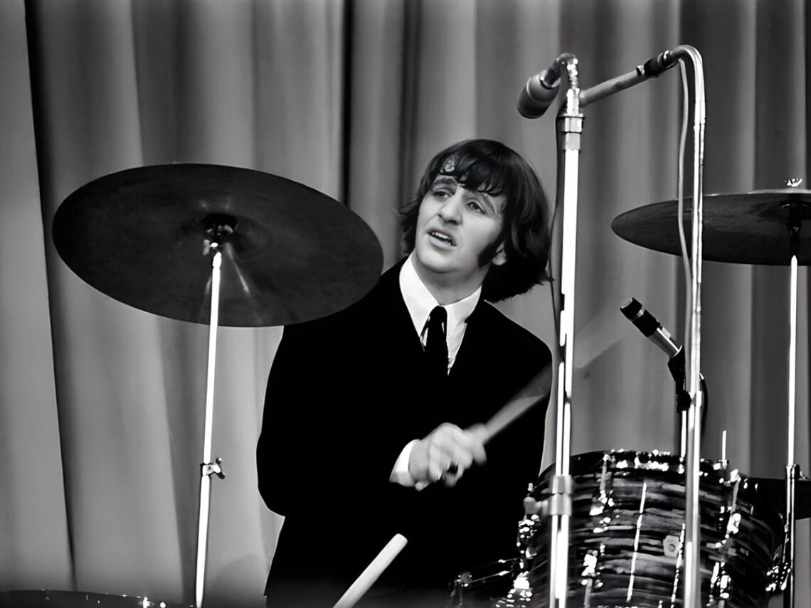 Ringo Starr performing with The Beatles at Palais Des Sports, Paris - 1965
