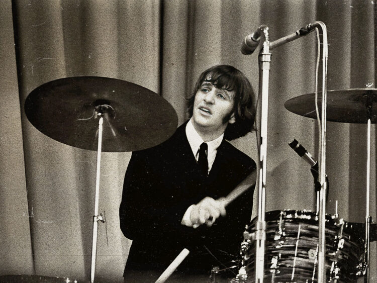 Ringo Starr performing with The Beatles at Palais Des Sports, Paris - 1965