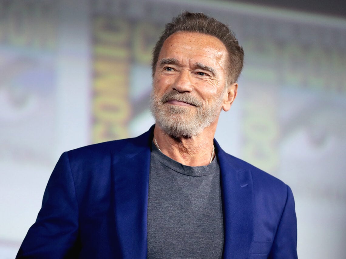 Arnold Schwarzenegger speaking at the 2019 San Diego Comic Con International, for "Terminator: Dark Fate"