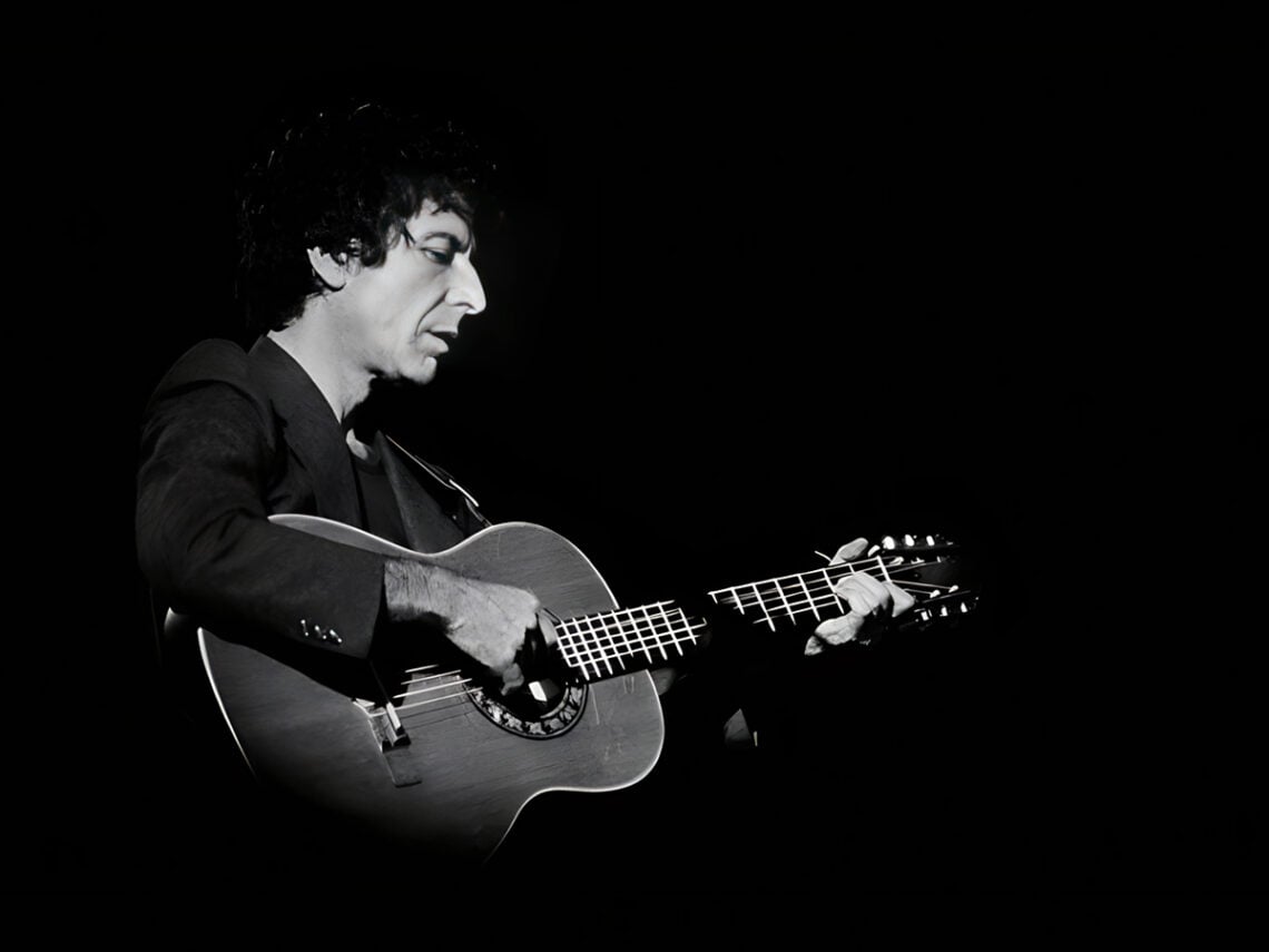 Leonard Cohen on stage in London during his 'Recent Songs' Tour, 1979