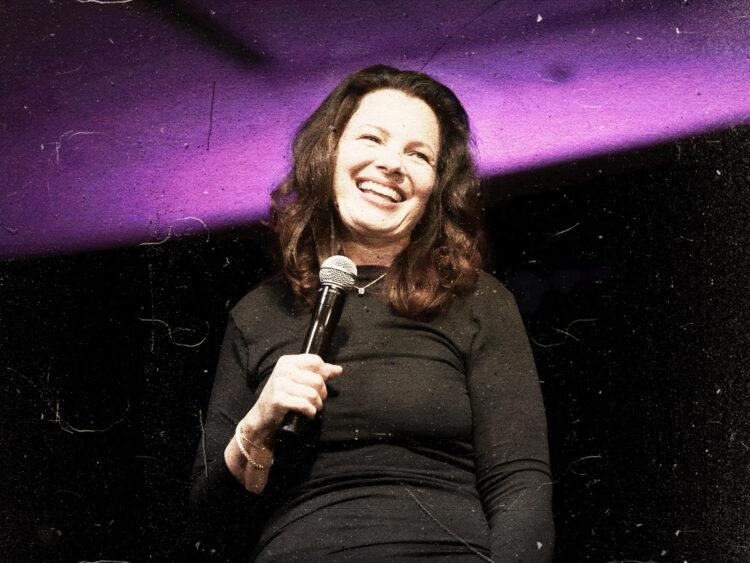 Fran Drescher speaking with attendees at the 2018 Arizona Ultimate Women's Expo at the Phoenix Convention Center in Phoenix, Arizona.