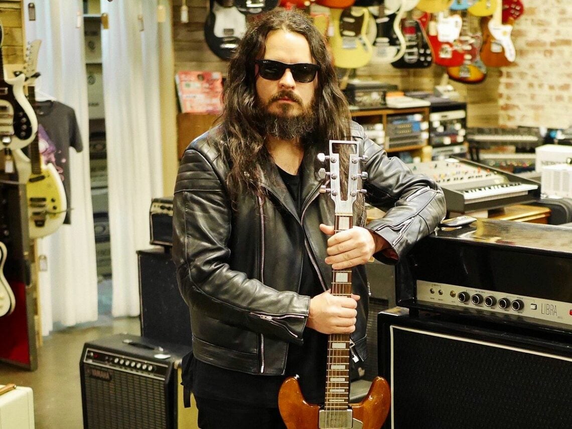 Stephen O'Malley with a Travis Bean model 1000A guitar, in Melbourne Australia, August 2017
