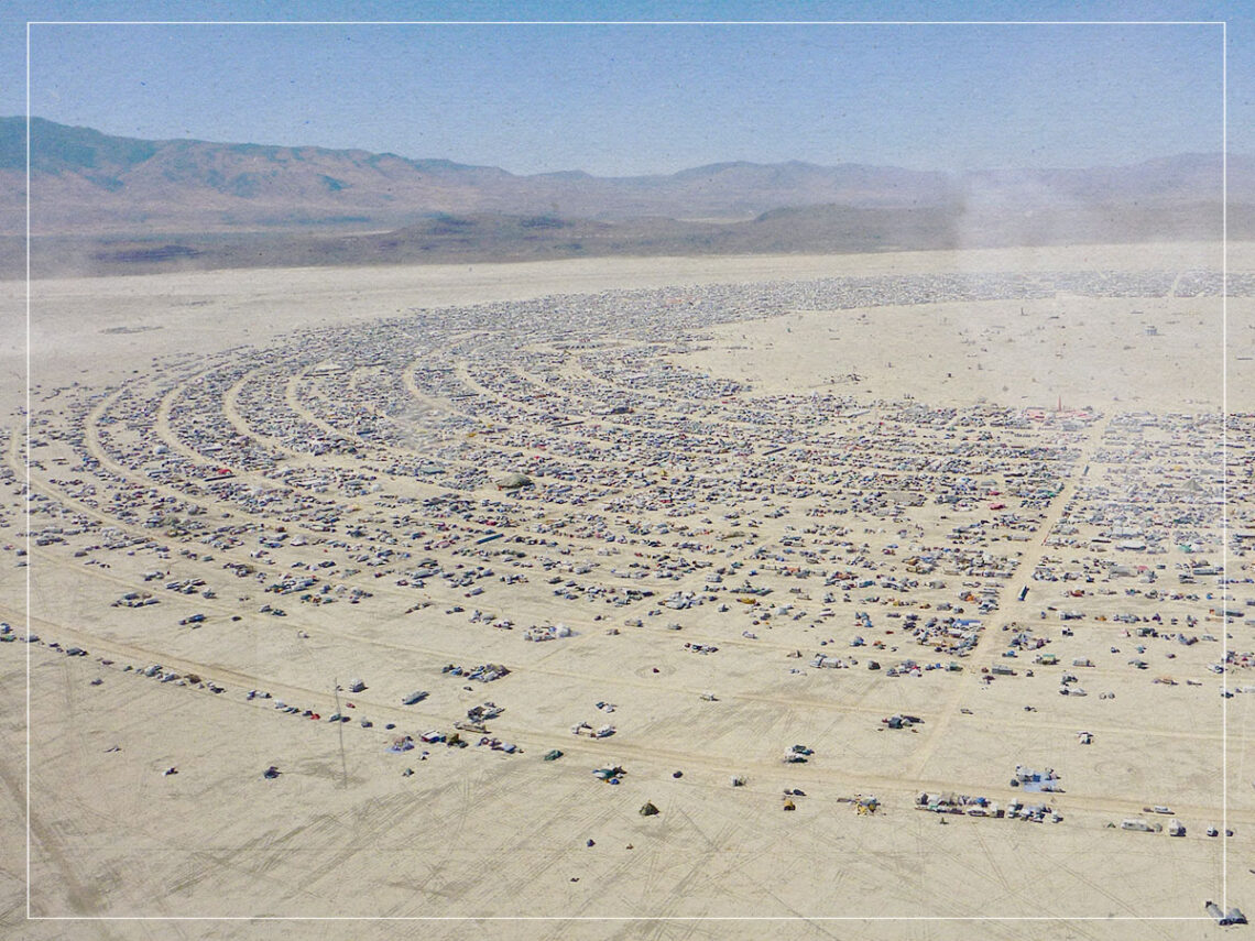 Aerial view of the Burning Man 2012 festival grounds