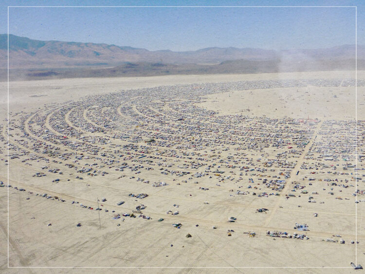 Aerial view of the Burning Man 2012 festival grounds