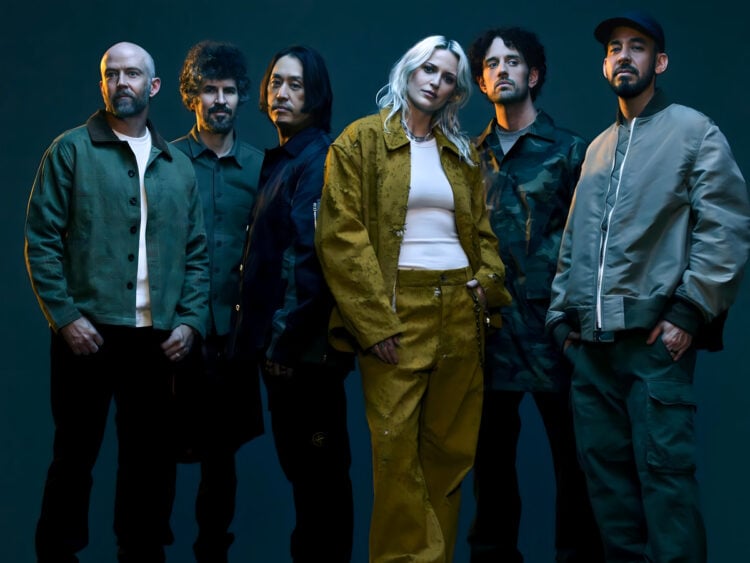 Linkin Park in 2024: Phoenix, from left, Brad Delson, Joe Hahn, Emily Armstrong, Colin Brittain and Mike Shinoda