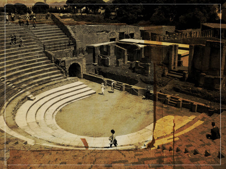 What was the first band to perform in the ruins of Pompeii?