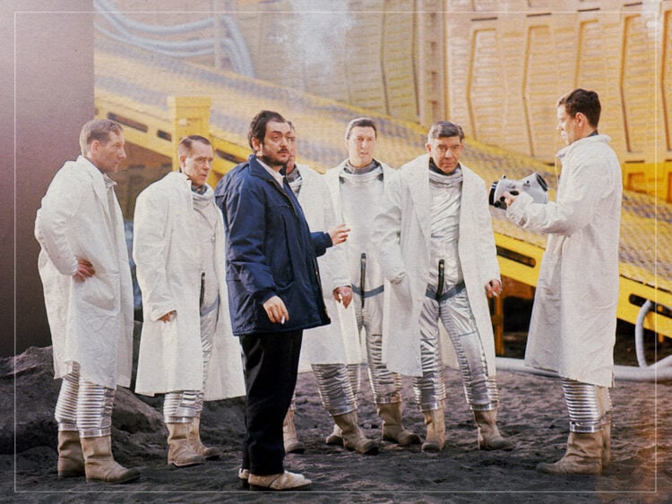 Stanley Kubrick on the set of 2001 A Space Odyssey - 1967