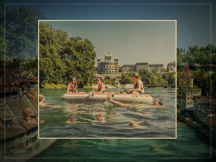 River-floating- the surprising way Swiss people commute to work