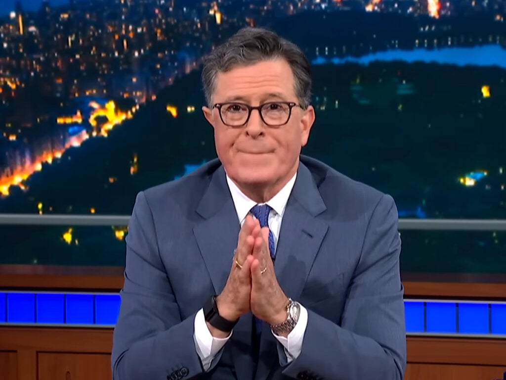 Stephen Colbert makes surprise TV return with Jack White and Eminem