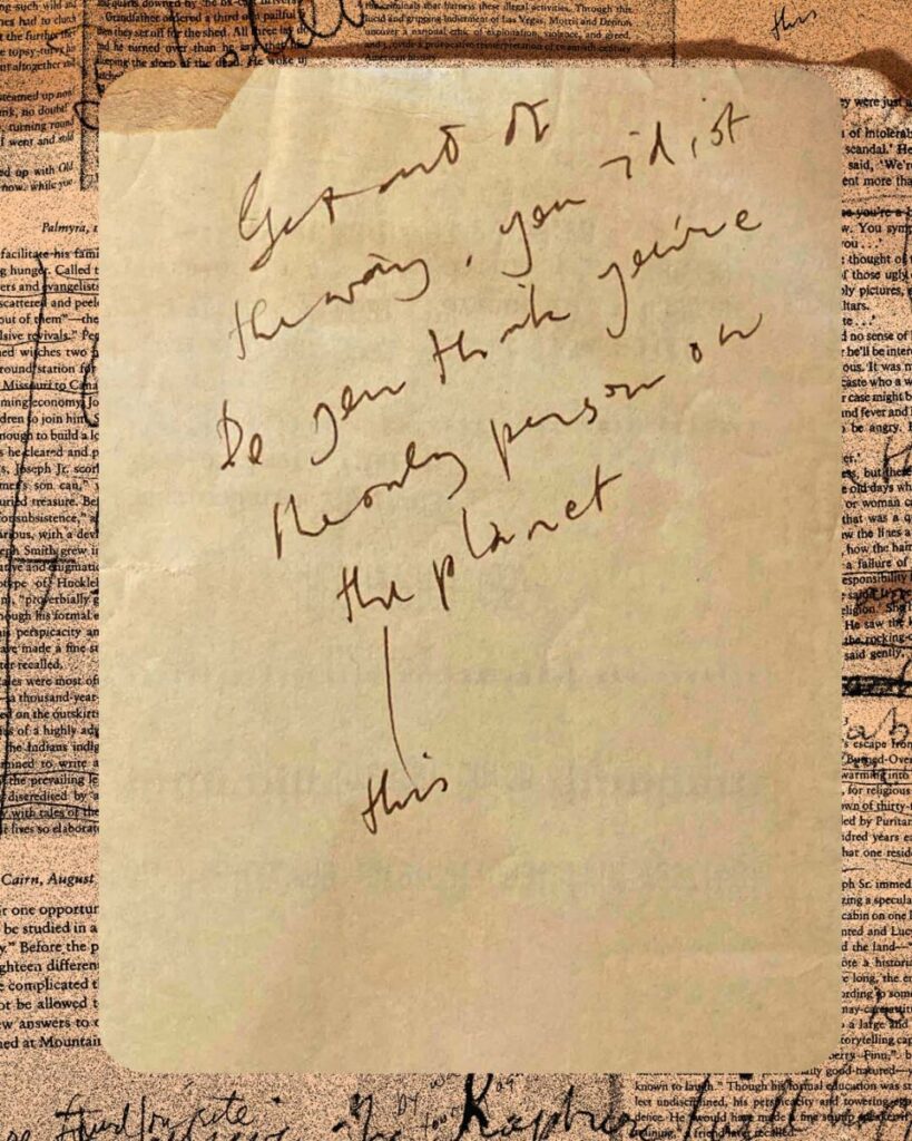Mermaids and massacres- Lyric draft found in a book formerly owned by Nick Cave
