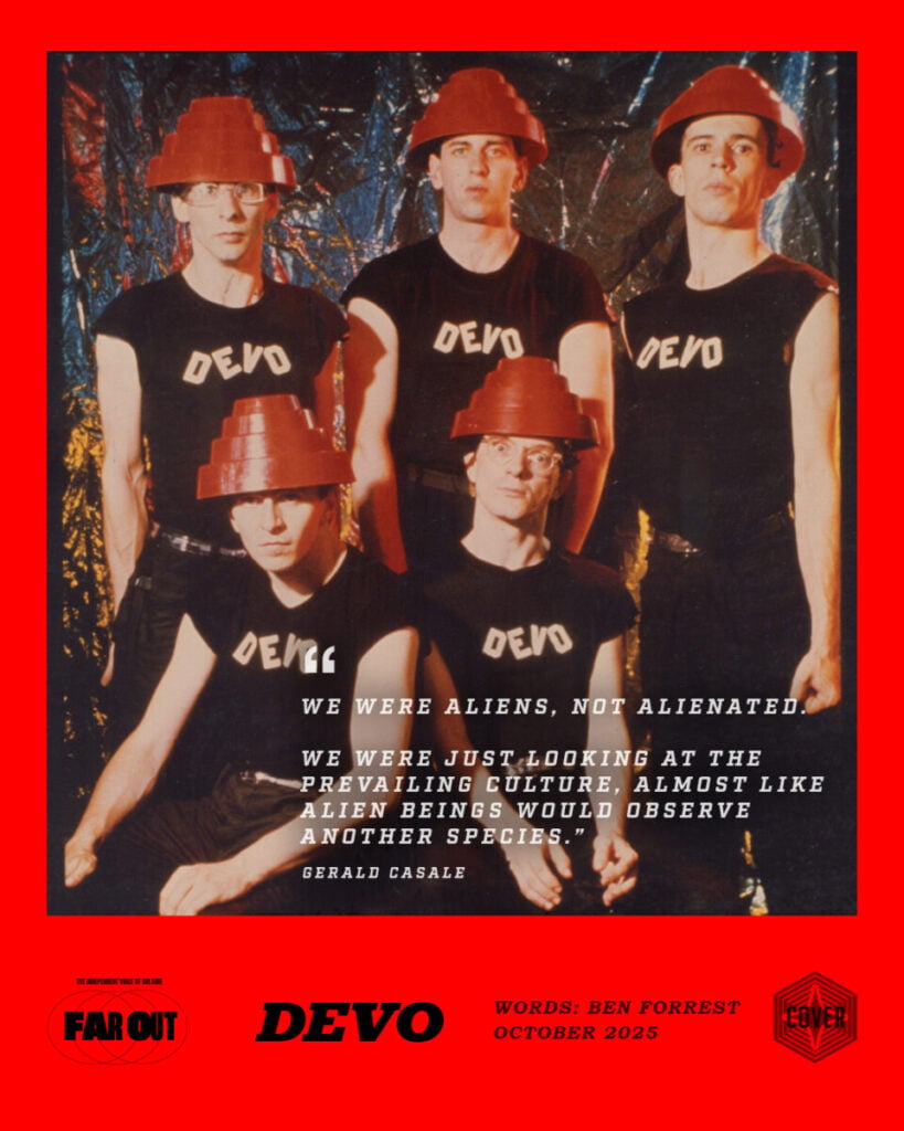De-evolution, buckets of sweat, and 50 more years of Devo- “We’ll be the ones in the red hats and the yellow suits”