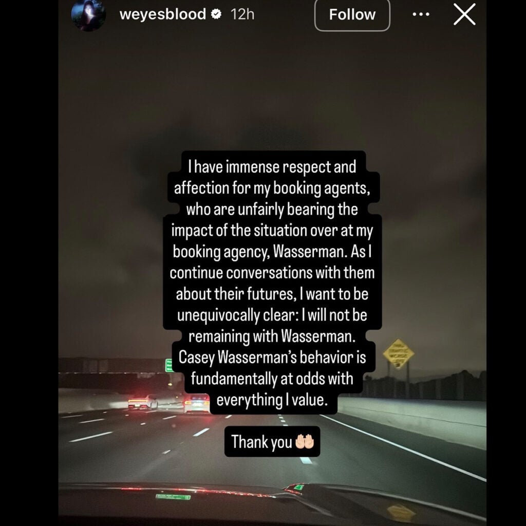 Weyes Blood - Wasserman Music Statement - Instagram Story